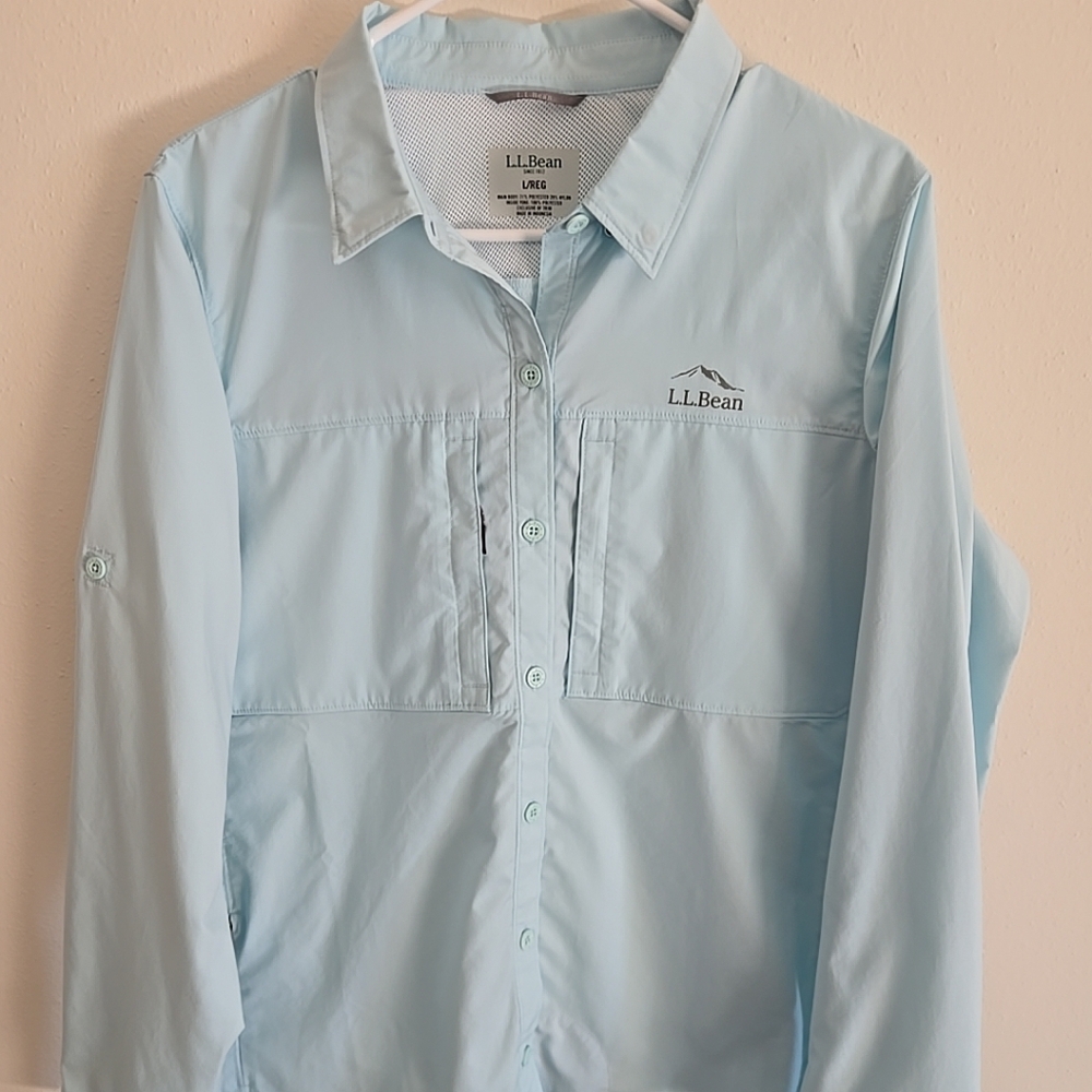 L.L. Bean Women's L Hiking Outdoor Fishing Long Sleeve Button Up Vented NWOT